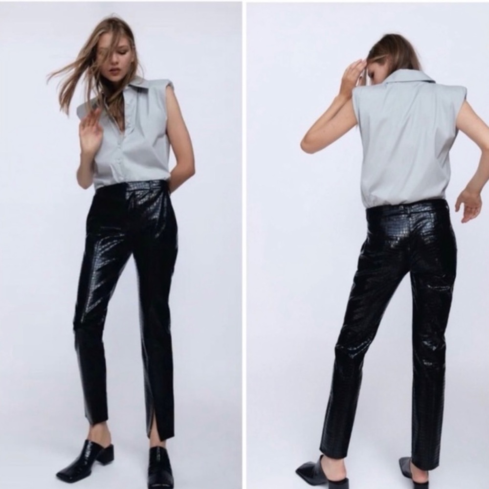 Zara croc faux leather pants - never worn. Ref 4369/254. Size small.
